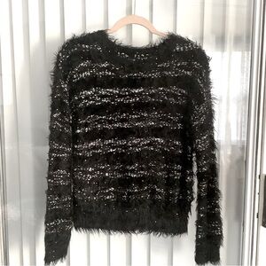 APT.9 PETITE SEQUIN EYELASH PULLOVER SWEATER